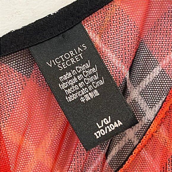 Victorias Secret Red Plaid Mesh Bodysuit size Large - Picture 9 of 13